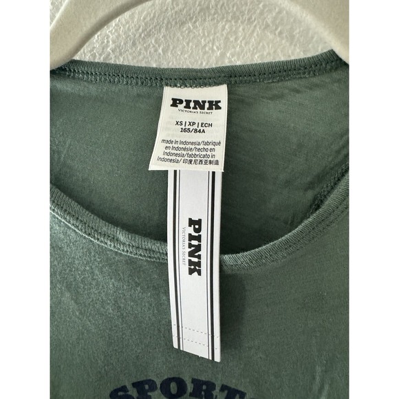 Pink COTTON CROPPED RACERBACK TANK TOP size XS in green - Picture 6 of 8